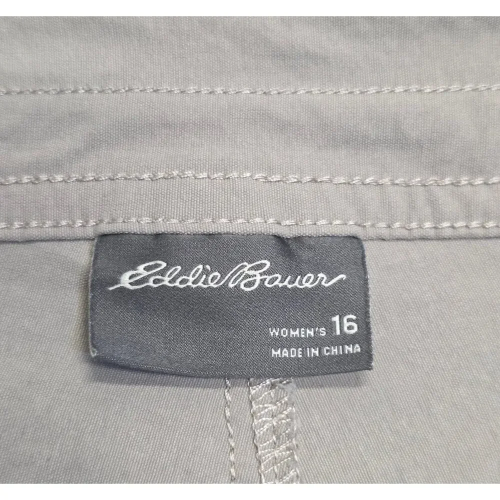 Gorpcore Eddie Bauer Women's Hiking Plus Size Cargo Shorts 16 Gray Nylon Stretch